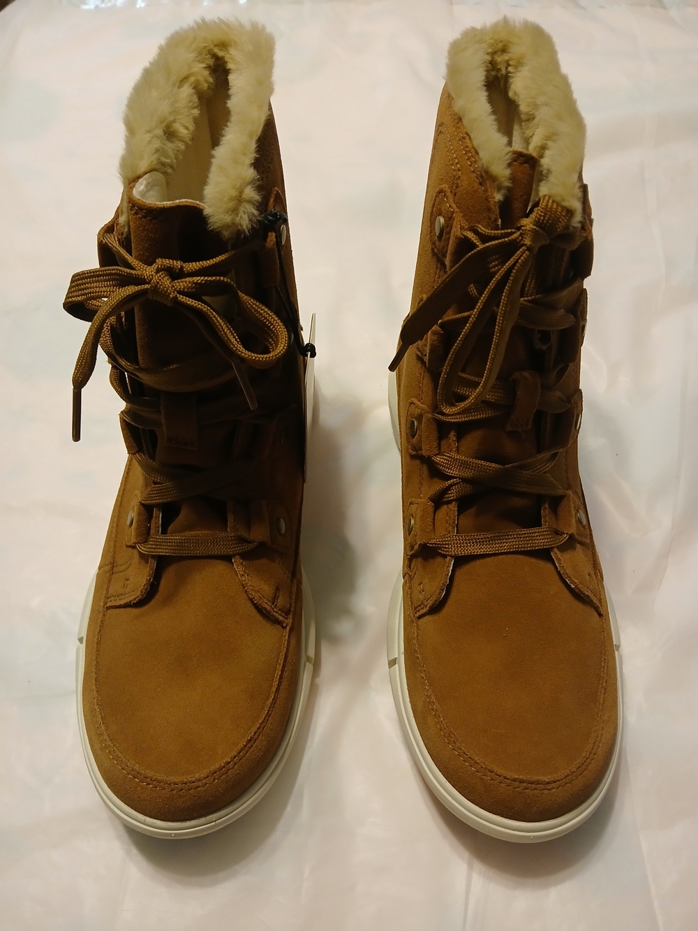 Sorel Brown Suede Lace-Up Winter Boots with Fur Collar